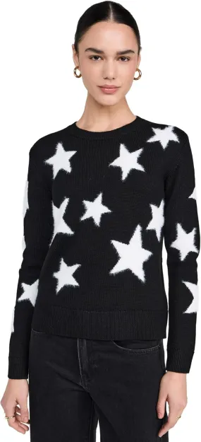 alice   olivia Andora Fuzzy Star Pullover, Black/Soft White