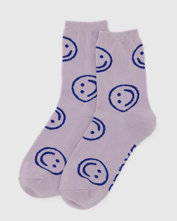 Baggu | Crew Sock | Dusty Pink Happy