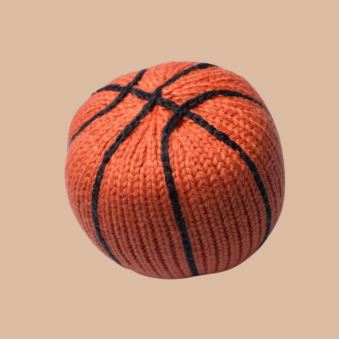 Basketball Knit Rattle - Organic Baby Toy