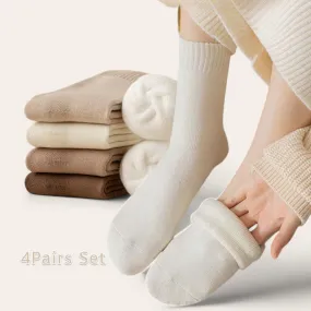 FOOTSIES 4pairs Thermal Terry Warm Crew Socks Set