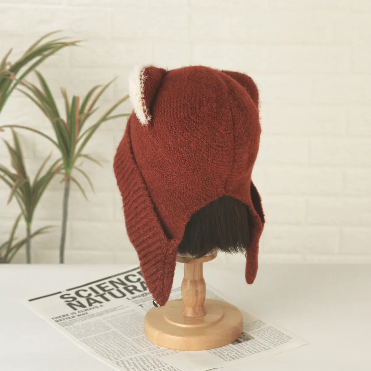 Fox Plush Knit Beanie