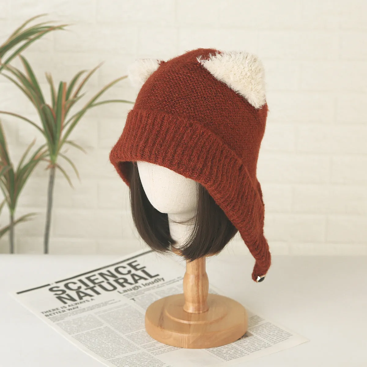 Fox Plush Knit Beanie