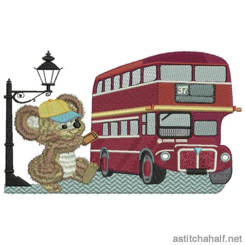 Fuzzy Oliver at a Red London Bus