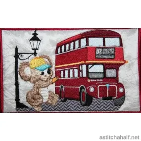 Fuzzy Oliver at a Red London Bus