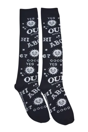 Gothic Girl Black Ouija Board Knee High Socks - Spirit Board black Socks