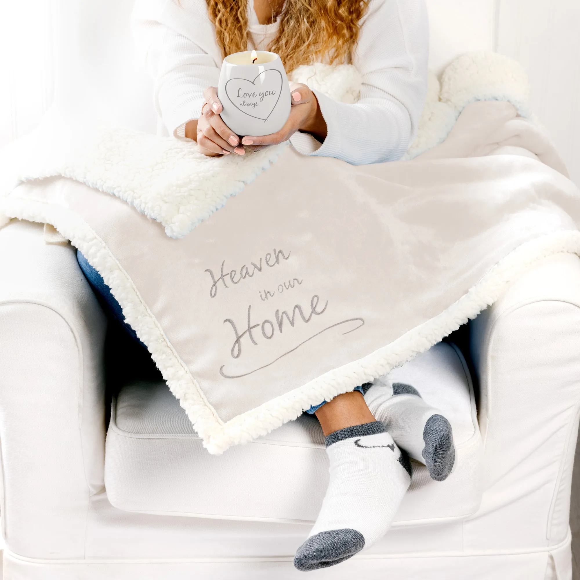Heaven 42" x 50" Sherpa Lined, Royal Plush Blanket Gift Set