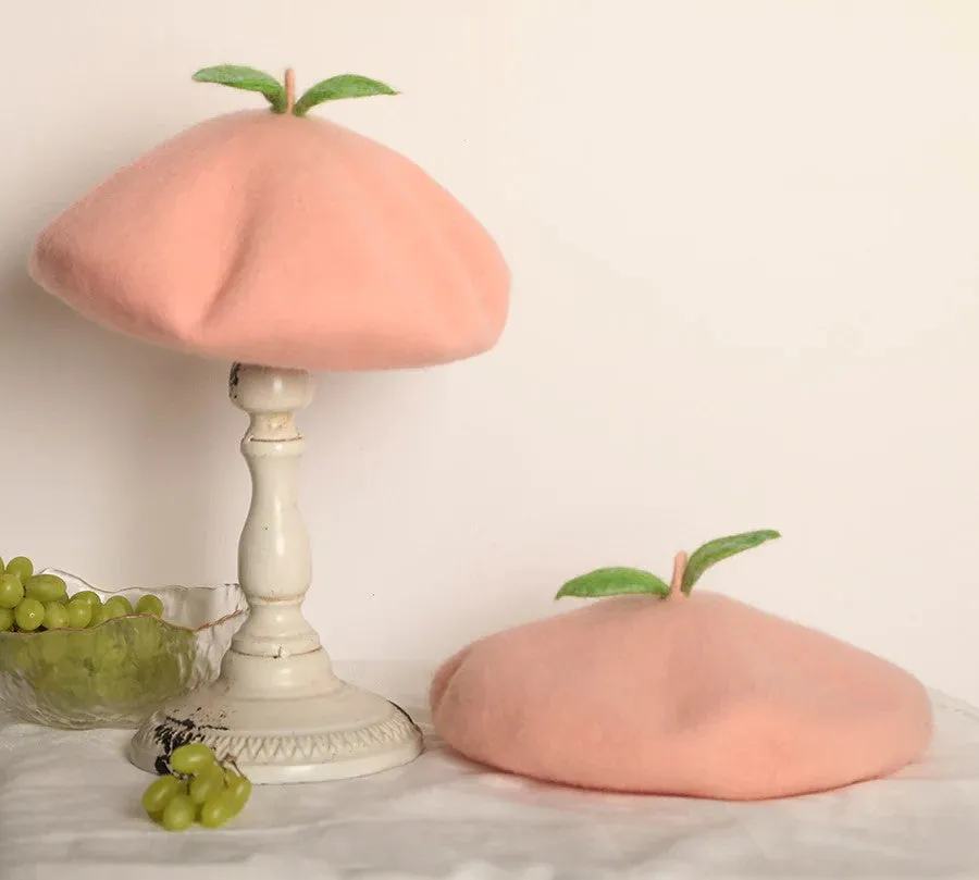 Peach Fuzzy Beret